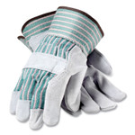 Bronze Series Leather/fabric Work Gloves, Small (size 7), Gray/green, 12 Pairs Product Image 