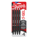 Sharpie S-Gel S-Gel High-Performance Gel Pen, Retractable, Medium 0.7 mm, Assorted Ink Colors, Black Barrel, 4/Pack (SAN2096174) View Product Image