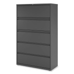 Lateral File, 5 Legal/Letter/A4/A5-Size File Drawers, 1 Roll-Out Posting Shelf, Light Gray, 42" x 18.63" x 67.63" (ALEHLF4267LG) View Product Image