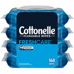 Cottonelle Flushable Wipes - 7.25" Length - CleaningRipples Texture - White - FiberPacket - 42/Packet Product Image 