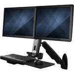StarTech.com Wall Mount Workstation, Full Motion Standing Desk with Ergonomic Height Adjustable Dual VESA Monitor & Keyboard Tray Arm Product Image 
