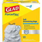 CloroxPro&trade Glad ForceFlex Tall Kitchen Drawstring Trash Bags - 13 gal Capacity - 25.13" Length x 24" Width x 90 mil (2286 Micron) Thickness - Gray - Plastic - Kitchen, Office, Day Care, School, Restaurant, Breakroom, Commercial, Cafeteria/ Product Image 
