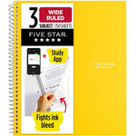 Five Star Three-subject Notebook - 150 Sheets - Wire Bound - 8" x 10 1/2" Sheet Size - Assorted Plastic Cover - Pocket Divider, Subject, Perforated Product Image 