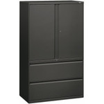 HON Brigade 800 H895LS Lateral File - 64.3" Height x 42" Width x 18" Depth - 2 - 3 Shelve(s) - Finish: Charcoal - Radius Pull, Lockable, Glide, Removable Lock, Adjustable Shelf, Heavy Duty Product Image 