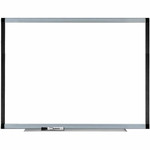 Lorell Signature Series Magnetic Dry-erase Markerboard - 48" (4 ft) Width x 36" (3 ft) Height - Porcelain Surface - Silver, Ebony Frame - Magnetic - Grid Pattern Product Image 