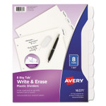 Avery Write and Erase Big Tab Durable Plastic Dividers, 3-Hole Punched, 8-Tab, 11 x 8.5, White, 1 Set (AVE16371) View Product Image