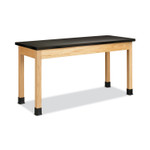 Diversified Woodcrafts Classroom Science Table, 60w x 24d x 30h, Black Epoxy Resin Top, Oak Base Product Image 