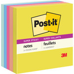Post-it Super Sticky Note Pads - Summer Joy Color Collection - 3" Flag/Note Width x 3" Flag/Note Length - Square - 90 Sheets per Pad - Citron, Papaya Fizz, Power Pink, Washed Denim, Fresh Mint - (MMM6545SSJOY) Product Image 