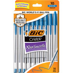 BIC Cristal Ballpoint Stick Pens - Medium Pen Point - Blue Ink - Clear Barrel Product Image 