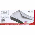 Mead Plain White Envelopes - Business - #10 - 4 1/8" Width x 9 1/2" Length - Gummed - White - (MEA75050) Product Image 