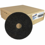 Genuine Joe Black Floor Stripping Pad - 17" Diameter x 1" Thickness - Stripping, Floor - 175 rpm to 350 rpm Speed Supported - Resilient, Heavy Duty, Flexible, Dirt Remover, Long Lasting, Abrasive, Rotate - Fiber, Resin Product Image 