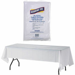 Genuine Joe Plastic Rectangular Table Covers - 108" Length x 54" Width - Plastic - White Product Image 
