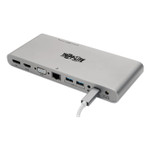 Tripp Lite by Eaton USB Type-C Docking Station, 3.5mm/Displayport/HDMI/RJ45/Thunderbolt 3/USB A/USB C/VGA, Silver View Product Image