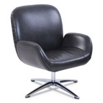 SertaPedic Tavern Collection Lounge Chair, 31.25" x 29.25" x 37.25", Distressed Brown Seat, Distressed Brown Back, Chrome/Silver Base View Product Image
