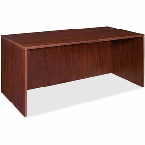 Lorell Essentials Series Rectangular Desk Shell - 29.5" Height x 66.1" Width x 29.5" Depth x 1" Thickness - Finish: Laminate, Mahogany - Grommet, Modesty Panel, Durable, Adjustable Feet Product Image 