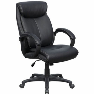 Lorell Executive High-Back Office Chair - Black Seat Color - Bonded Leather Seat Material - Black Back Color - Bonded Leather Back Material - High Back Product Image 