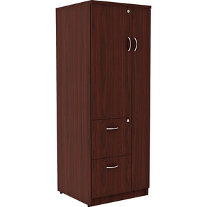 Lorell Essentials/Revelance Tall Storage Cabinet - 65.6" Height x 23.6" Width x 23.6" Depth Cabinet, x 0.5" Length Compartment - 2 x Storage Drawer(s) - 1 Door(s) - Finish: Mahogany, Laminate Product Image 