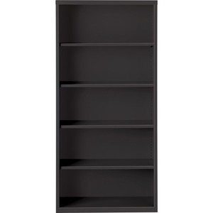 Lorell Fortress Series Bookcase - 34.5" Width x 13" Depth x 72" Height - 5 x Shelf(ves) - Black - Powder Coated - Steel Product Image 