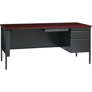 Lorell Fortress Series 66" Right-Pedestal Desk - Rectangle Top - 66" Table Top Width x 30" Table Top Depth x 1.12" Table Top Thickness - 29.50" Height - Office, File - Assembly Required Product Image 
