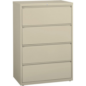 Lorell Fortress Series Lateral File - 36" Width x 18.6" Depth x 52.5" Height - 4 x Drawer(s) for File - Legal, Letter, A4 - Lateral - Rust Proof, Leveling Glide, Interlocking, Ball-bearing Suspension, Label Holder - (LLR60444) Product Image 