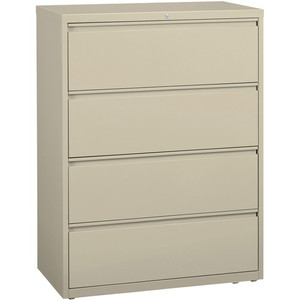 Lorell Fortress Series Lateral File - 42" Width x 18.6" Depth x 52.5" Height - 4 x Drawer(s) for File - Legal, Letter, A4 - Lateral - Rust Proof, Leveling Glide, Interlocking, Ball-bearing Suspension, Label Holder - (LLR60435) Product Image 