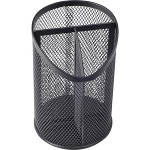 Lorell Mesh Desktop Organizer - 6.10" Height x 4.10" Width x 4.10" Length - Desktop - Durable, Snag Proof - Black - Metal Product Image 