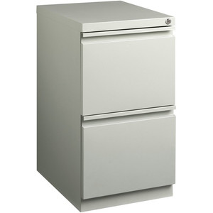 Lorell 20" File/File Mobile File Cabinet with Full-Width Pull - 15" Width x 20" Depth x 27.7" Height - Letter - Ball-bearing Suspension, Recessed Handle, Security Lock - Light Gray - Steel Product Image 