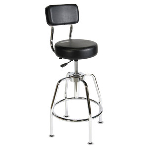 ShopSol Heavy-Duty Shop Stool, Supports Up to 300 lb, 29" to 34" Seat Height, Black Seat/Back, Chrome Base (SSX3010002) View Product Image