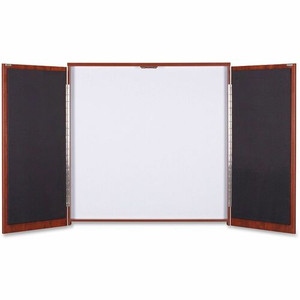 Lorell Dry-erase Whiteboard Presentation Cabinet - Hinged Door - 47.3" Height x 47.3" Width x 4.8" Depth - (LLR69866) Product Image 