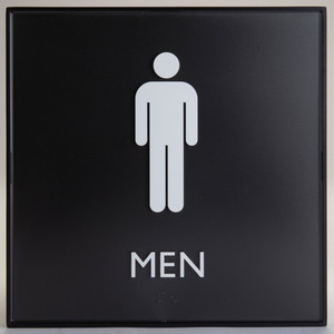 Lorell Men's Restroom Sign - Print/Message "Men" , "Toilette Men" - 8" Width x 8" Height - Square Shape - Surface-mountable - Easy Readability, Injection-molded Product Image 