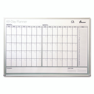 AbilityOne 7520012239897, SKILCRAFT Dry Erase 60-Day Planner, Planning/Scheduling Calendar, 36 x 24, White Surface, Satin Aluminum Frame View Product Image