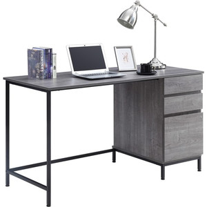 Lorell SOHO Desk with Side Drawers - 30" Height x 55" Width x 23.6" Depth - 3 x File Drawer(s) - Single Pedestal on Right Side - Finish: Charcoal Product Image 