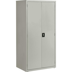 Lorell Fortress Series Storage Cabinet - 36" Width x 24" Depth x 72" Height - 5 x Shelf(ves) - Hinged Door(s) - Sturdy, Recessed Locking Handle, Removable Lock, Durable, Storage Space - Light Gray Product Image 