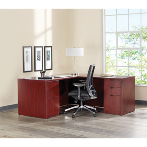 Lorell Prominence 2.0 Mahogany Laminate Box/Box/File Left-Pedestal Desk - 3-Drawer (LLRPD3066LSPMY) View Product Image