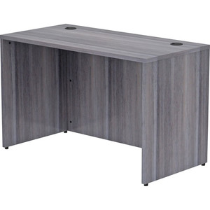 Lorell Essentials Series Rectangular Desk Shell - 29.5" Height x 48" Width x 24" Depth, x 1" Thickness Top - Laminate, Weathered Charcoal Table Top - Grommet Product Image 