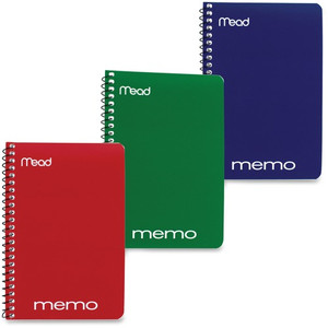 Mead Wirebound Memo Notebook - 40 Sheets - Wire Bound - 4" x 6" Sheet Size - Assorted Paper - Tan Board Cover Product Image 