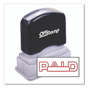 Offistamp Pre-Inked Message Stamp with Blank Date Box, PAID, 1.63" x 0.38", Red Ink View Product Image