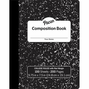 Pacon Composition Book - 100 Sheets - 200 Pages - College Ruled Front Ruling - 0.28" Ruled - 9.75" Height x 7.5" Width x 0.1" Length Product Image 