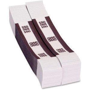 PAP-R Currency Straps - 1.25" Width - Self-sealing, Self-adhesive, Durable - 20 lb Basis Weight - Kraft - White, Violet Product Image 