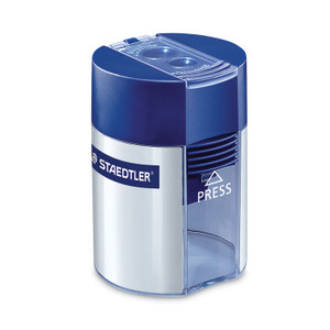 Staedtler Cylinder Handheld Pencil Sharpener, Two-Hole, 1.63 x 2.25, Blue/Silver (STD512001A6) View Product Image