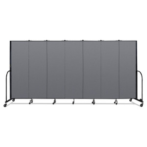Screenflex Portable Room Divider, 13 ft 1" x 0.75" x 6 ft, Vinyl/Fiberglass/Steel, Gray View Product Image