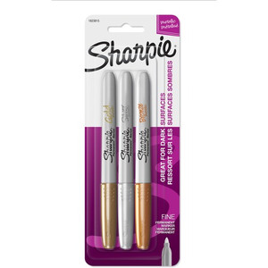 Sharpie Metallic Fine Point Permanent Marker - Fine Marker Point - Gold, Silver, Bronze Ink - Alcohol Based Product Image 