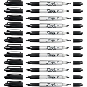 Sharpie Twin Tip Permanent Markers - Ultra Fine, Fine Marker Point - Black Ink - Alcohol Based Product Image 