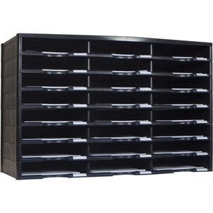 Storex Stackable Literature Sorter - 12000 x Sheet - 24 Compartment(s) - Compartment Size : 9.50" x 12" - 20.50" Height x 14.13" Width31.38" Length - Black Product Image 