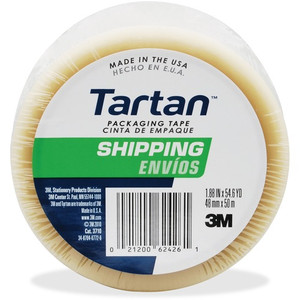 Tartan General-Purpose Packaging Tape - 54.60 yd Length x 1.88" Width x 1.9 mil Thickness - 3" Core - Clear - Rubber Resin Backing - For Packing Product Image 