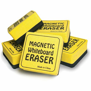 The Pencil Grip Magnetic Whiteboard Eraser - 2" Width x 2" Length - Durable, Lightweight, Soft, Magnetic - Yellow Product Image 