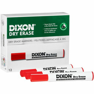 Dixon Dry Erase Markers - Broad Chisel, Fine Marker Point - Red Ink Product Image 