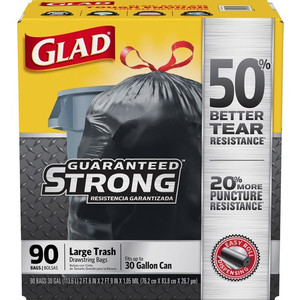 Clorox Company Trash Bags, Drawstring, 30Gal, 30"x33', 6120/PL, Black (CLO78952PL) View Product Image