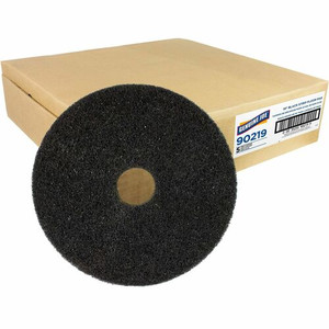 Genuine Joe Black Floor Stripping Pad - 19" Diameter x 1" Thickness - Stripping, Floor - 175 rpm to 350 rpm Speed Supported - Resilient, Heavy Duty, Flexible, Dirt Remover, Long Lasting, Abrasive, Rotate - Fiber, Resin Product Image 