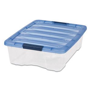 IRIS Stack and Pull Latching Flat Lid Storage Box, 6.73 gal, 16.5" x 22" x 6.5", Clear/Translucent Blue (IRS100364) View Product Image